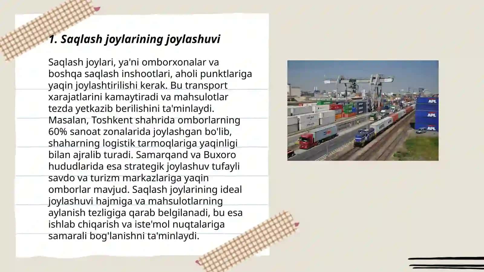 Logistikada saqlash tizimini tashkil etish 3