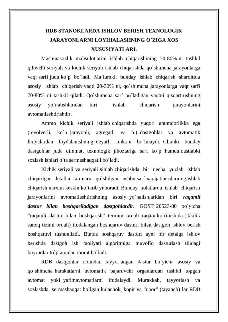 Raqamli dasturda boshqariladigan stanoklarda dеtallarga ishlov bеrish tехnologiyasi 3