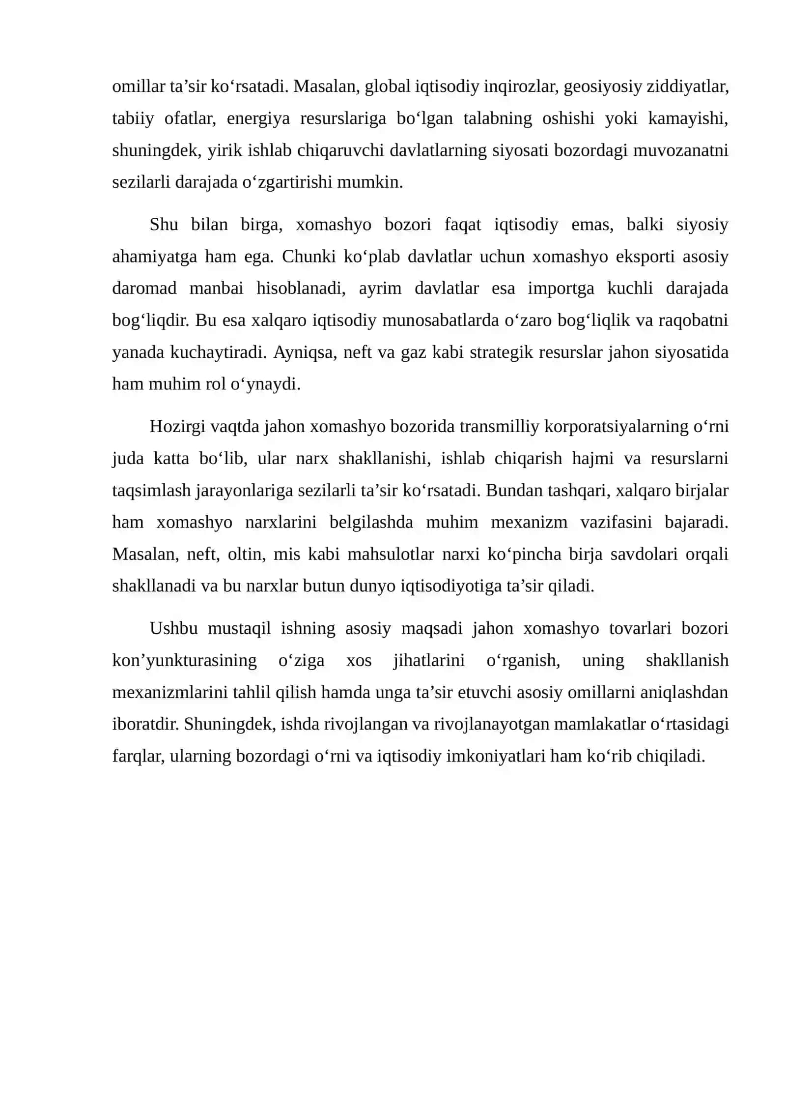 Jahon xomashyo tovarlari bozori kon’yunkturasining o‘ziga xos jihatları 3