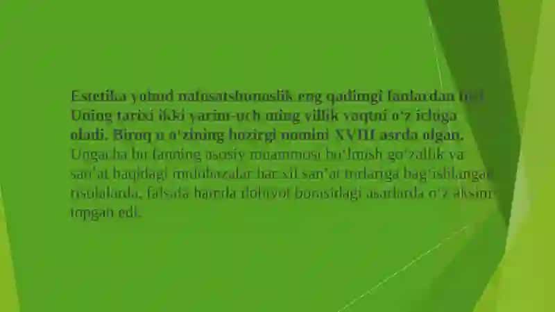 Estetika so'zining ma'nosi 3