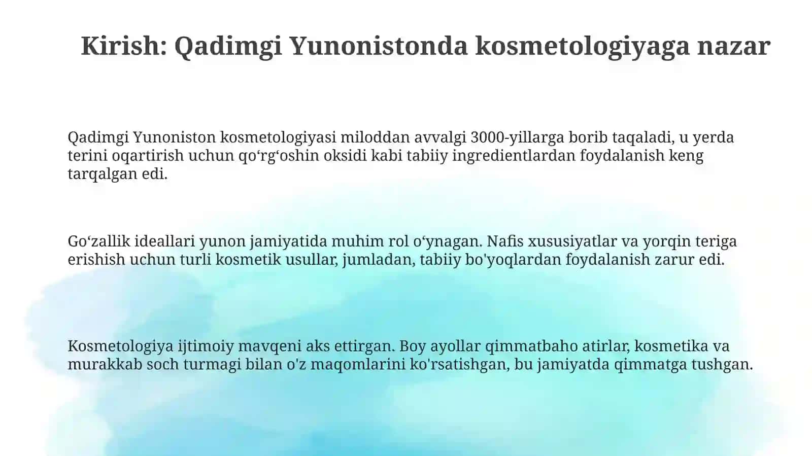 Qadimgi Yunonistonda kosmetologiyaning qo‘llanilishi 3