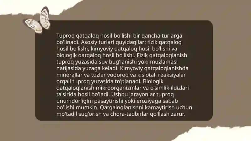 Har xil tuproqlarda qatqaloq hosil bo'lish hususyatlari va uni yo'qotish yo'llari 3