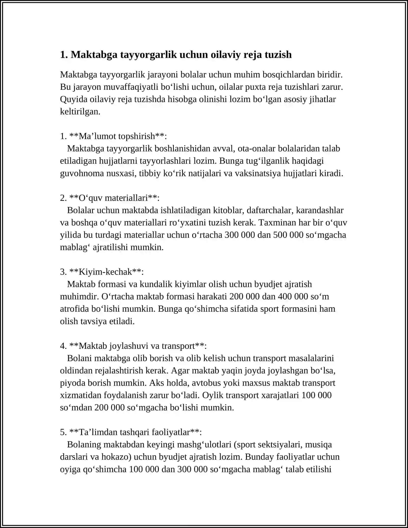 BOLALARINI OILADA MAKTABGA TAYYORLASH 3