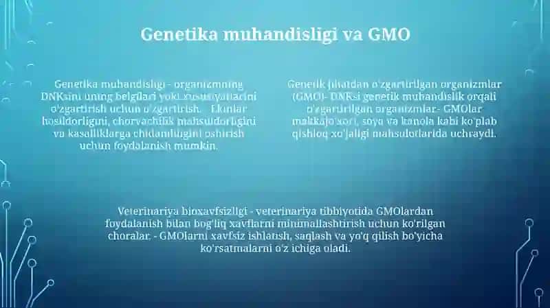 Geni Madifikatsiyalangan Organizmlar Va Veterinariya Bioxavfsizligi 3