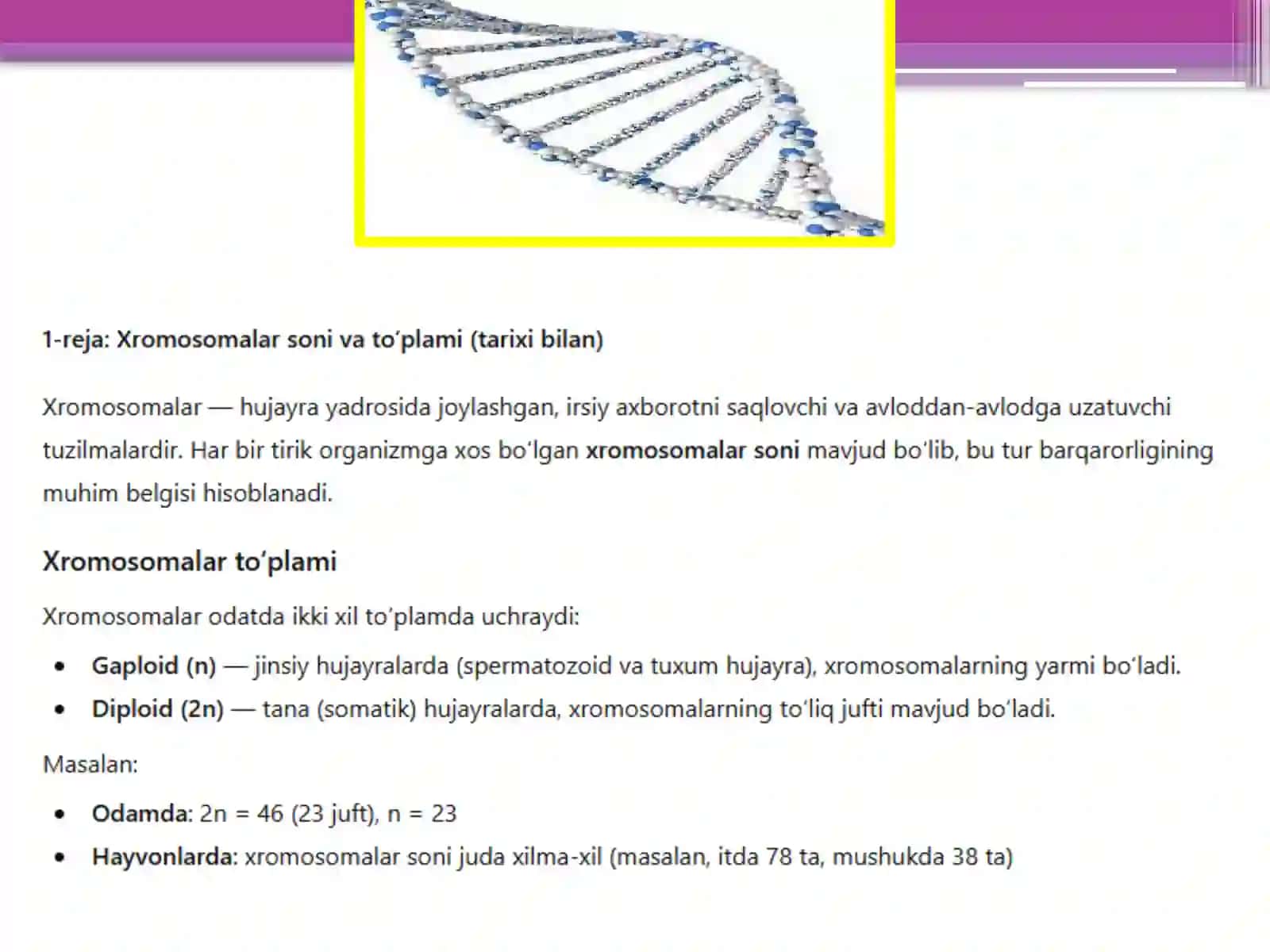 Hayvon va odam xramasomalarining morfo-funksiyalarixarakteristikasi 3