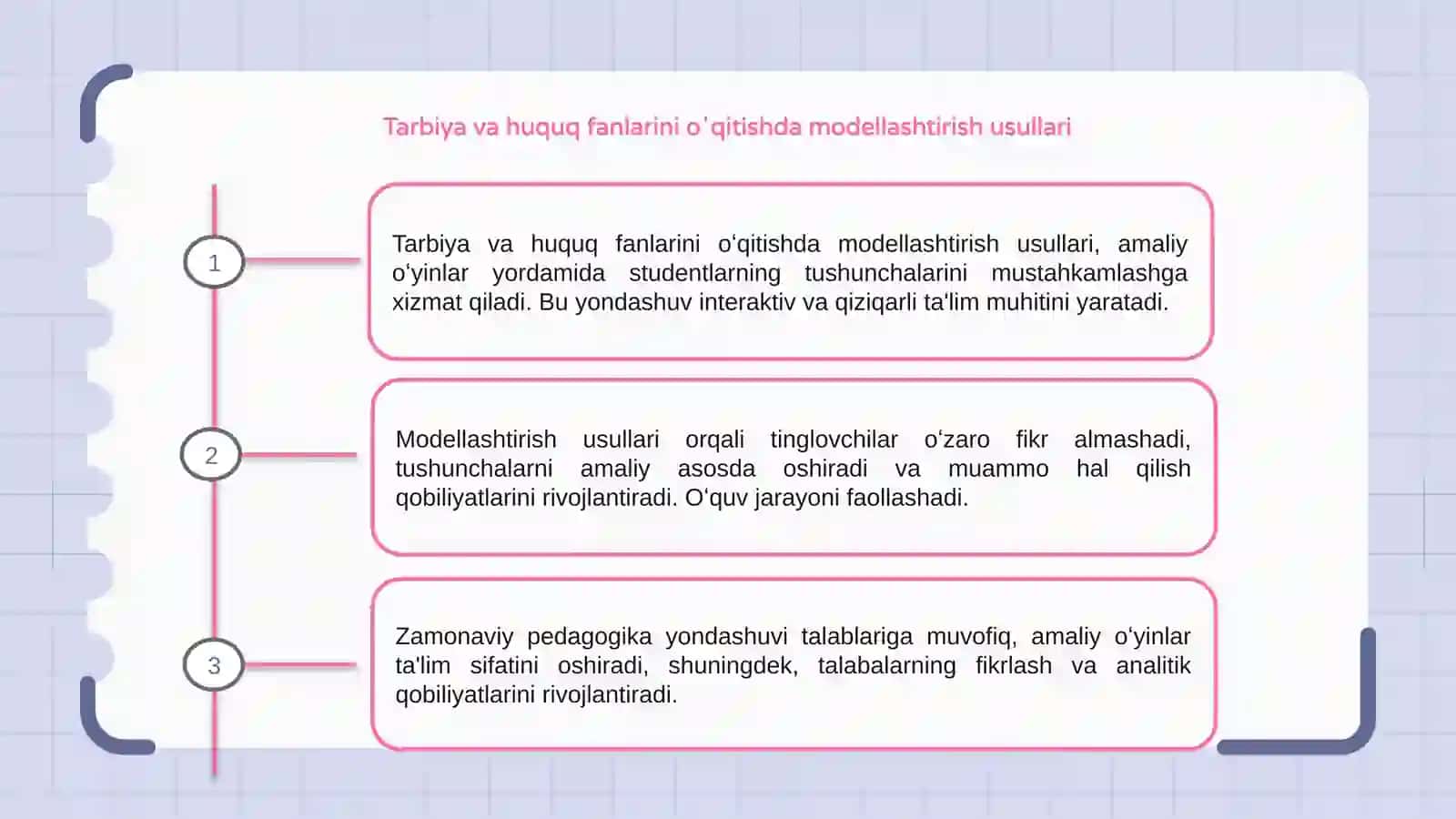 Tarbiya va huquq fanlarini oʻqitishda modellashtiruvchi amaliy oʻyinlar metodi 3