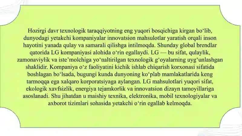 LG kompaniyasi  SLAYD 3