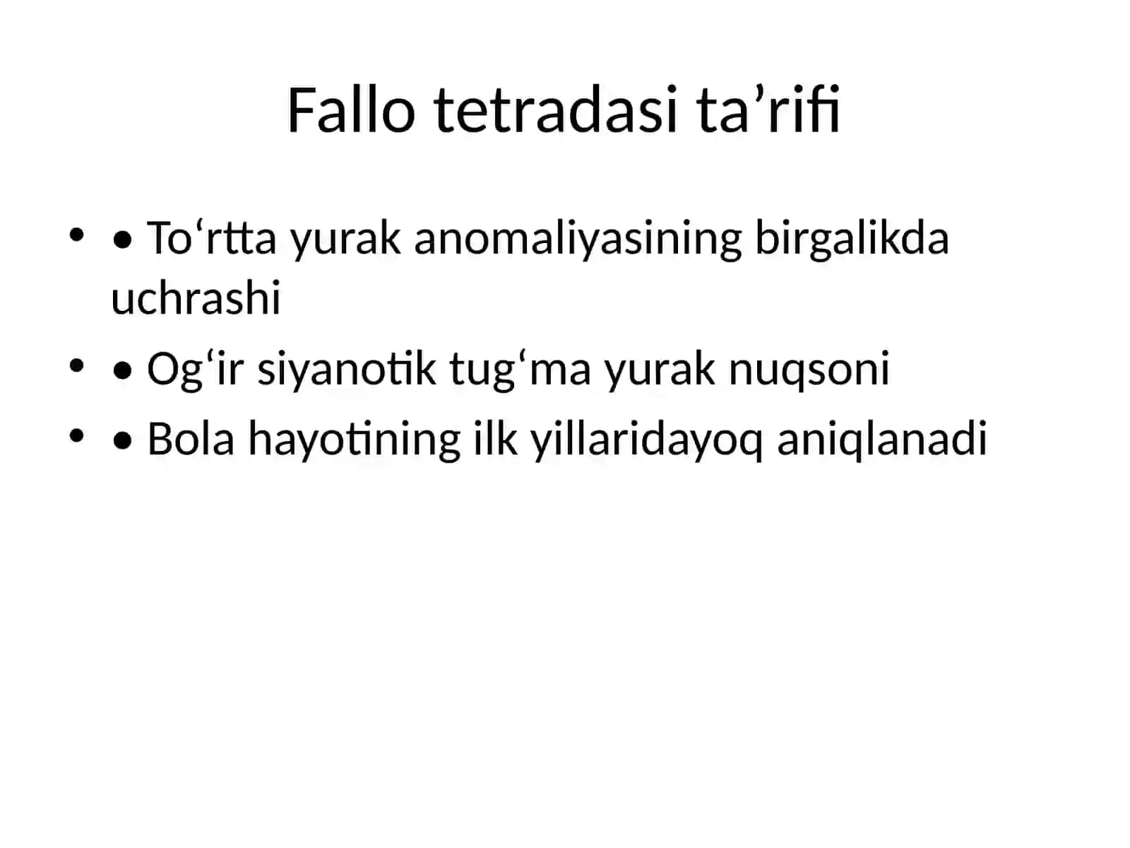 Fallo tetradasi va unga o‘xshash tug‘ma yurak nuqsonlari 3