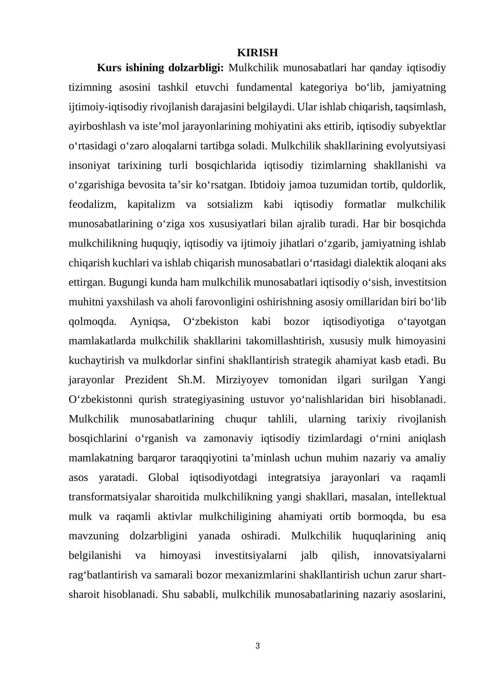 MULKCHILIK MUNOSABATLARI VA IQTISODIY TIZIMLARNING RIVOJLANISH BOSQICHLARI 3