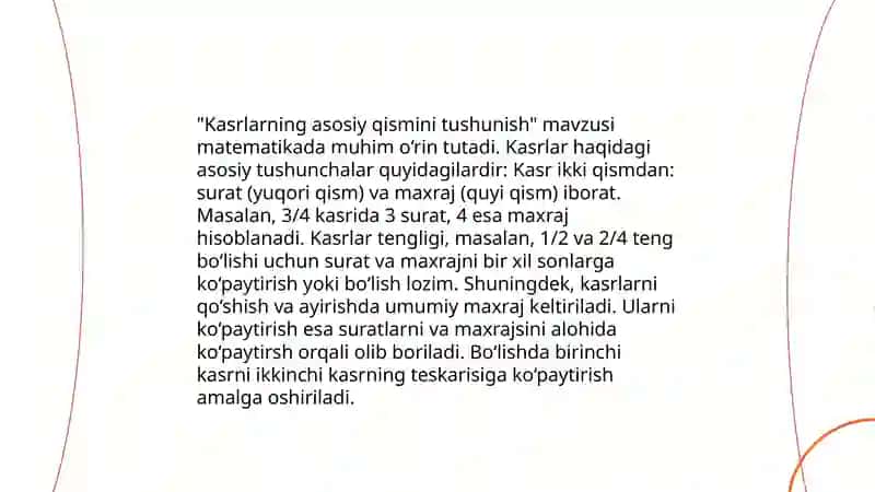 Kasrlarni taqqoslash 3