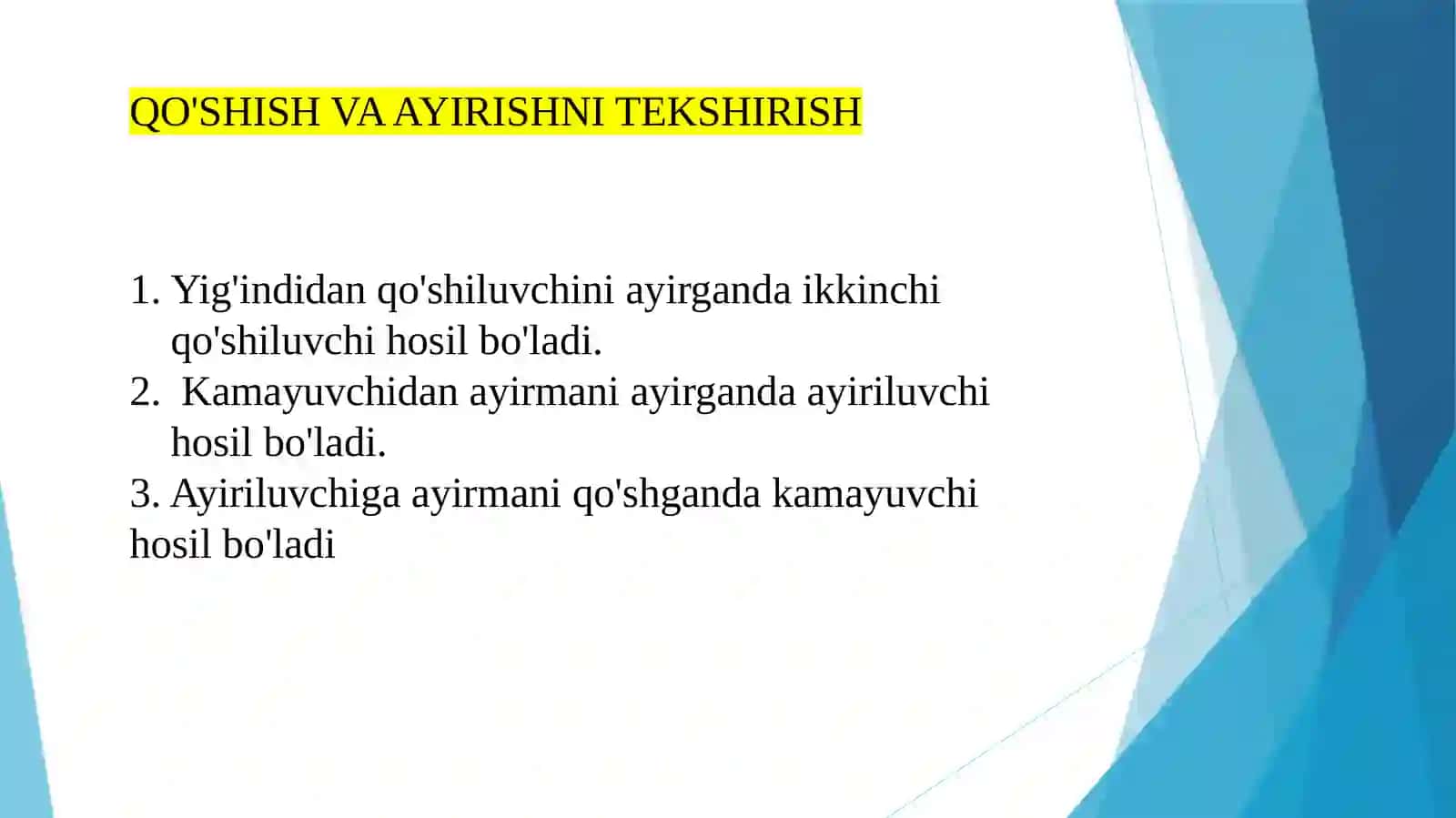 Arifmetik amal bajarilishi to‘g‘riligini tekshirish usullari 3