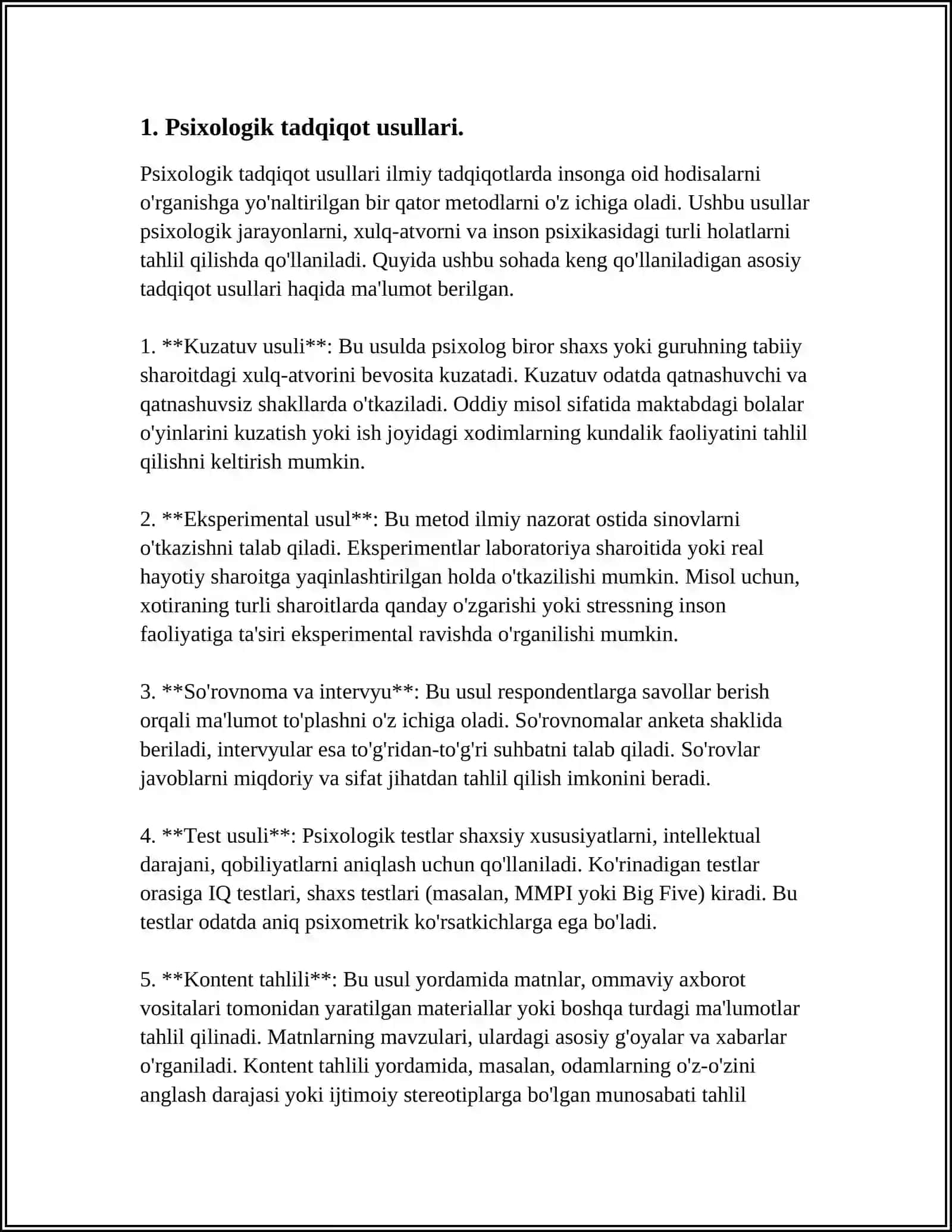 PSIXALOGIYANING TADQIQOT METODLARI VA FANNING ASOSIY TAMOYILLARI 3