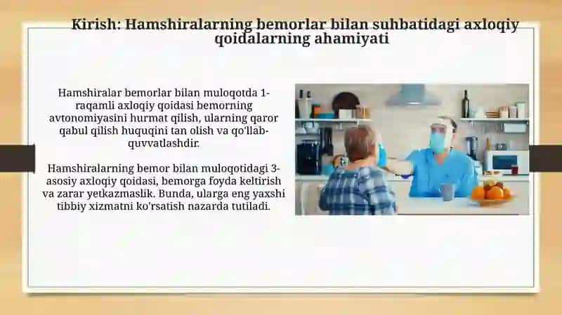 Hamshiraning bemor bilan suxbat qilishda etika qoidalari 3