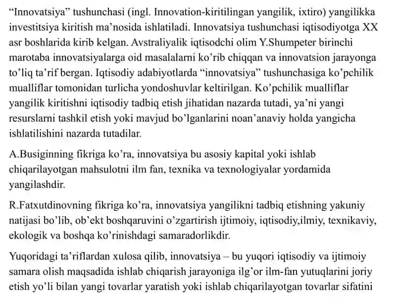 Innovasion faoliyatni moliyalashtirish yo’llari 3