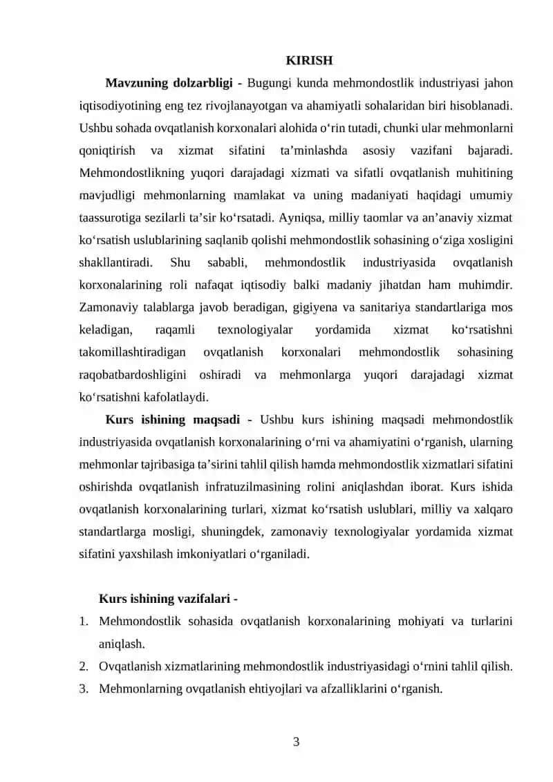 MEHMONDOSTLIK INSTURIYASIDA OVQATLANISH KORXONALARINING O'RNI 3