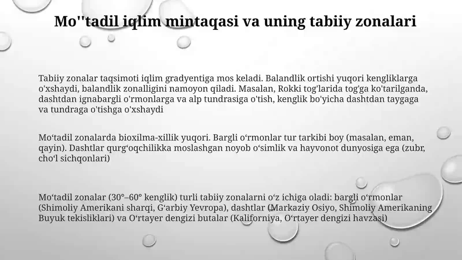 Iqlimmintaqalarigaxosravishdatabiatzonlariningtarqalishi 3
