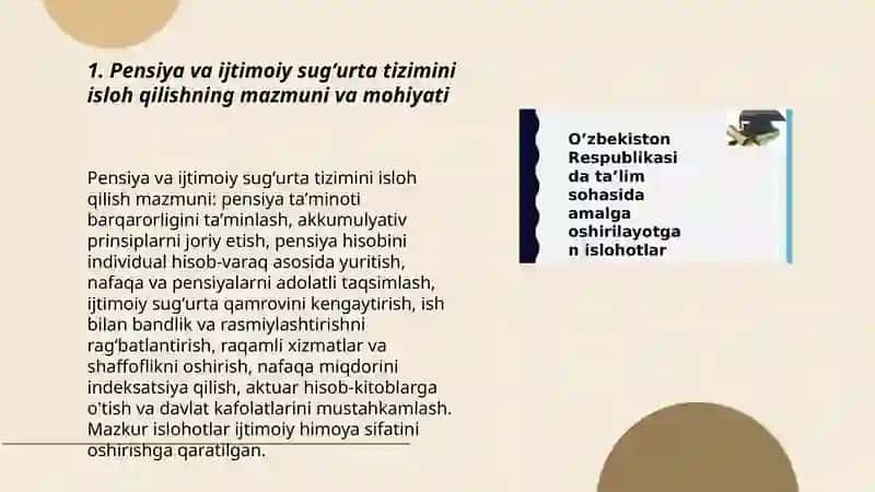 Pensiya va ijtimoiy sugʻurta tizimini isloh qilishning mazmuni va mohiyati 3