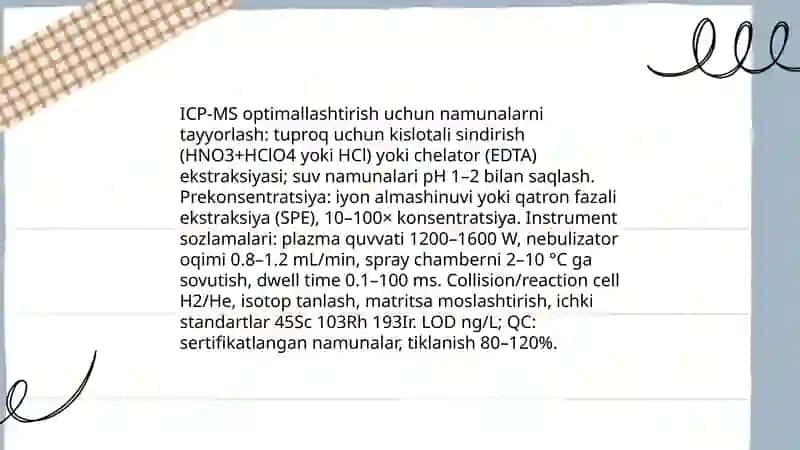 Tuproq va suvning ifloslanishida ion bogʻlanishli birikmalarni aniqlab ulardan tozalash usulini ishlab chiqarish 3
