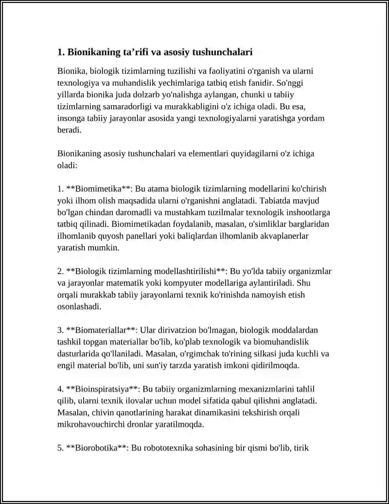 BIONIKA ASOSLARI VA UNI INSON HAYOTIDAGI OʻRNI 3