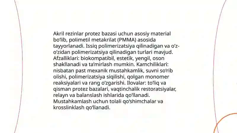 Akril rezinlar (protez bazasi) 3