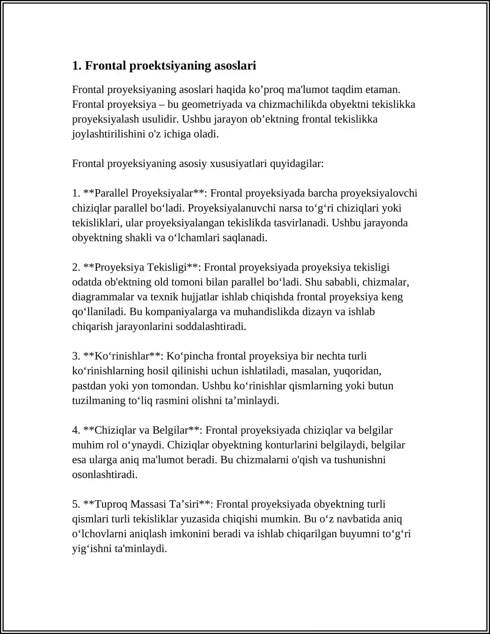 FRONTAL DIAMETRIK VA IZOMETRIK PROEKCIYALAR 3