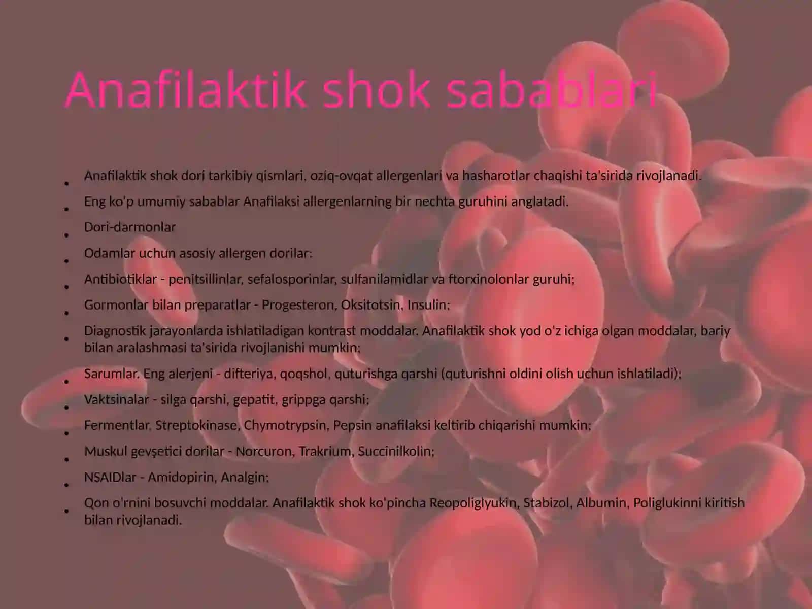 Anafilaktik shok: sabablari, klinikasi va tashxisi, birinchi yordam 3