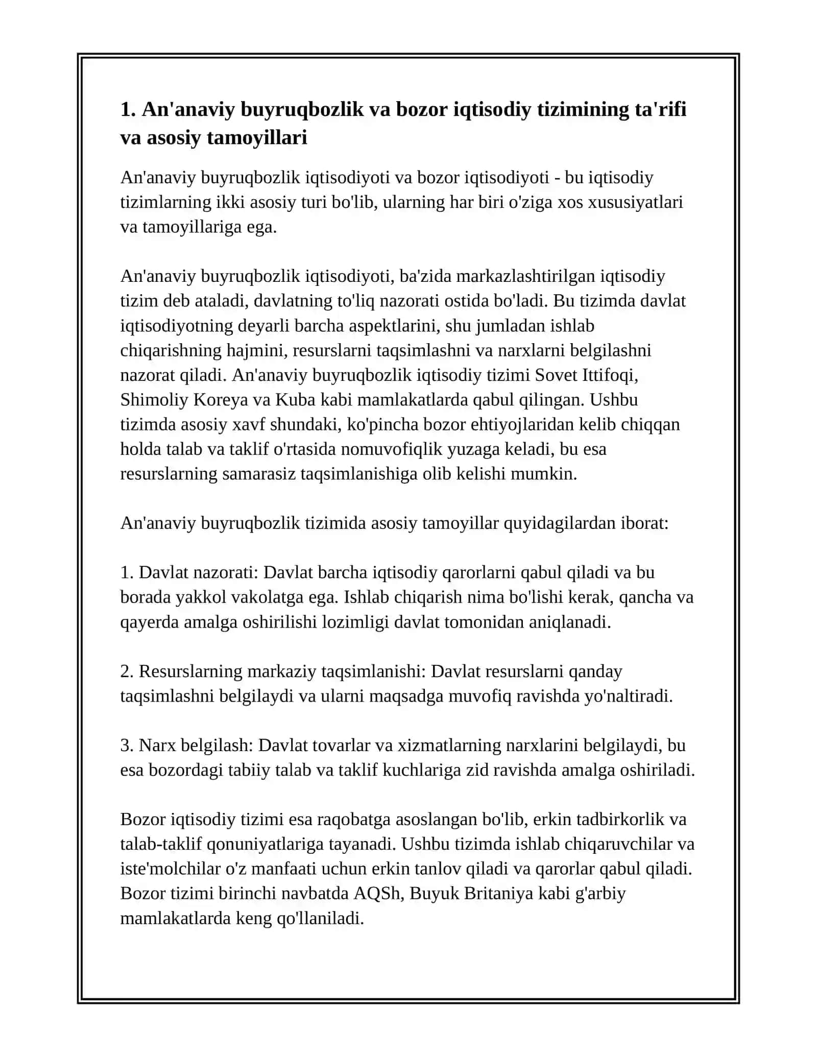 AN'ANAVIY BUYRUQBOZLIK VA BOZOR IQTISODIY TIZIMLARI TAQQOSLANISHI 3