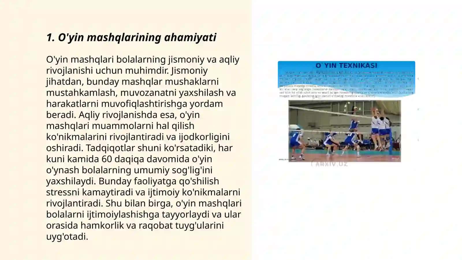 O'yin mashqlar uchun topshiriqlar tuzish 3