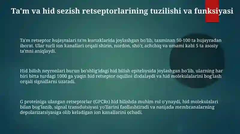 Ta'm va hid bilish nazariyasining biofizikaviy asoslari 3