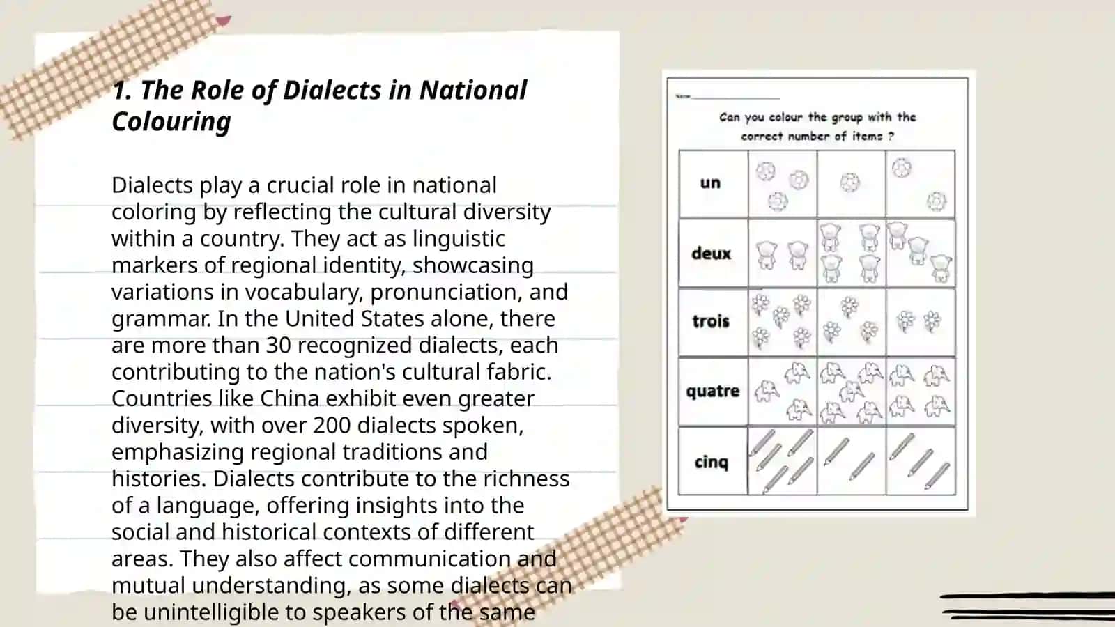 The rendering of the words of national colouring 3