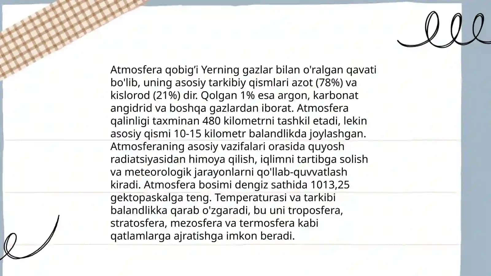 Yerning Atmosfera qobig’ining tuzilishi 3