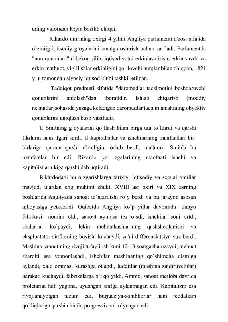 .RIKARDO, J.B.SEY, T.MALTUS VA BOSHQALARNING IQTISODIY TA'LIMOTLARI (3-bosqich) 3