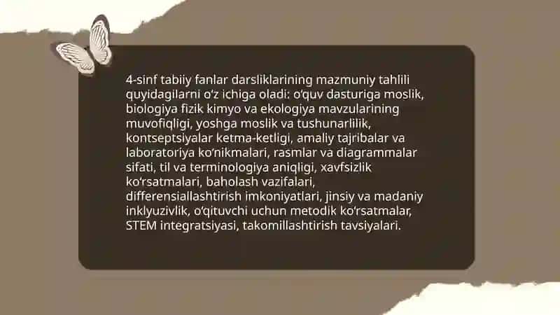 4-sinf Tabiiy fanlar darsliklarining mazmuniy tahlili 3
