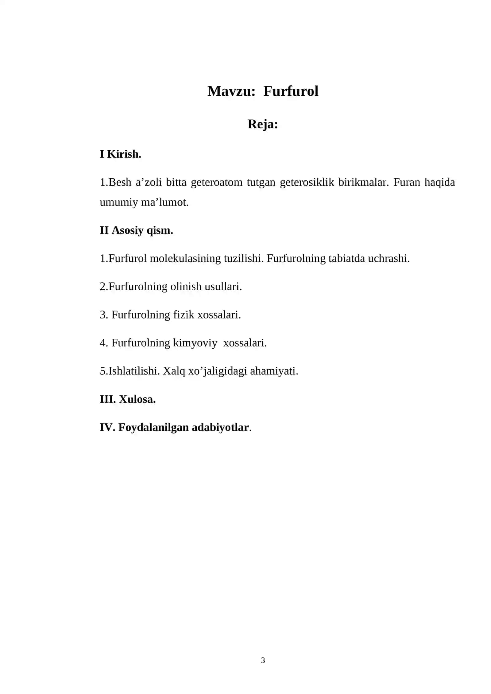 Kimyo guruhi talabasi Shermetova Gulnoz "ORGANIK KIMYO" fanidan Kurs ishi 3