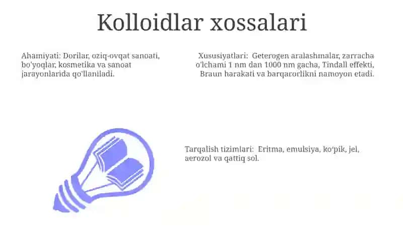 Kolloid dispers sistemalar va ularning kundalik turmushdagi va texnikadagi ahamiyati 3