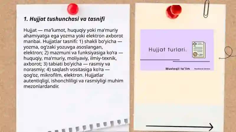 Hujjat turlari va xususiyatlari 3
