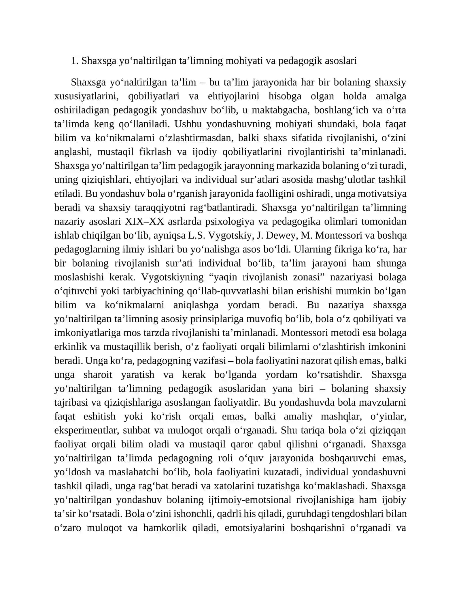 Shaxsga yo‘naltirilgan ta’limda pedagogik faoliyatga yondoshlarni amalga oshirish usullari 3