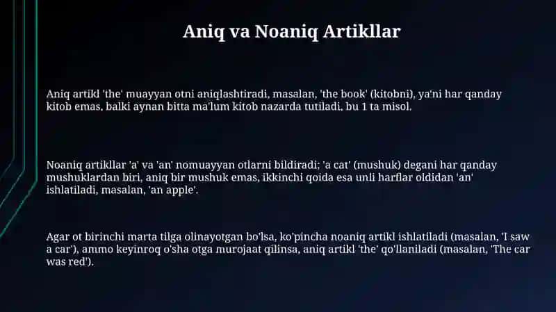 Understand and use articles 3