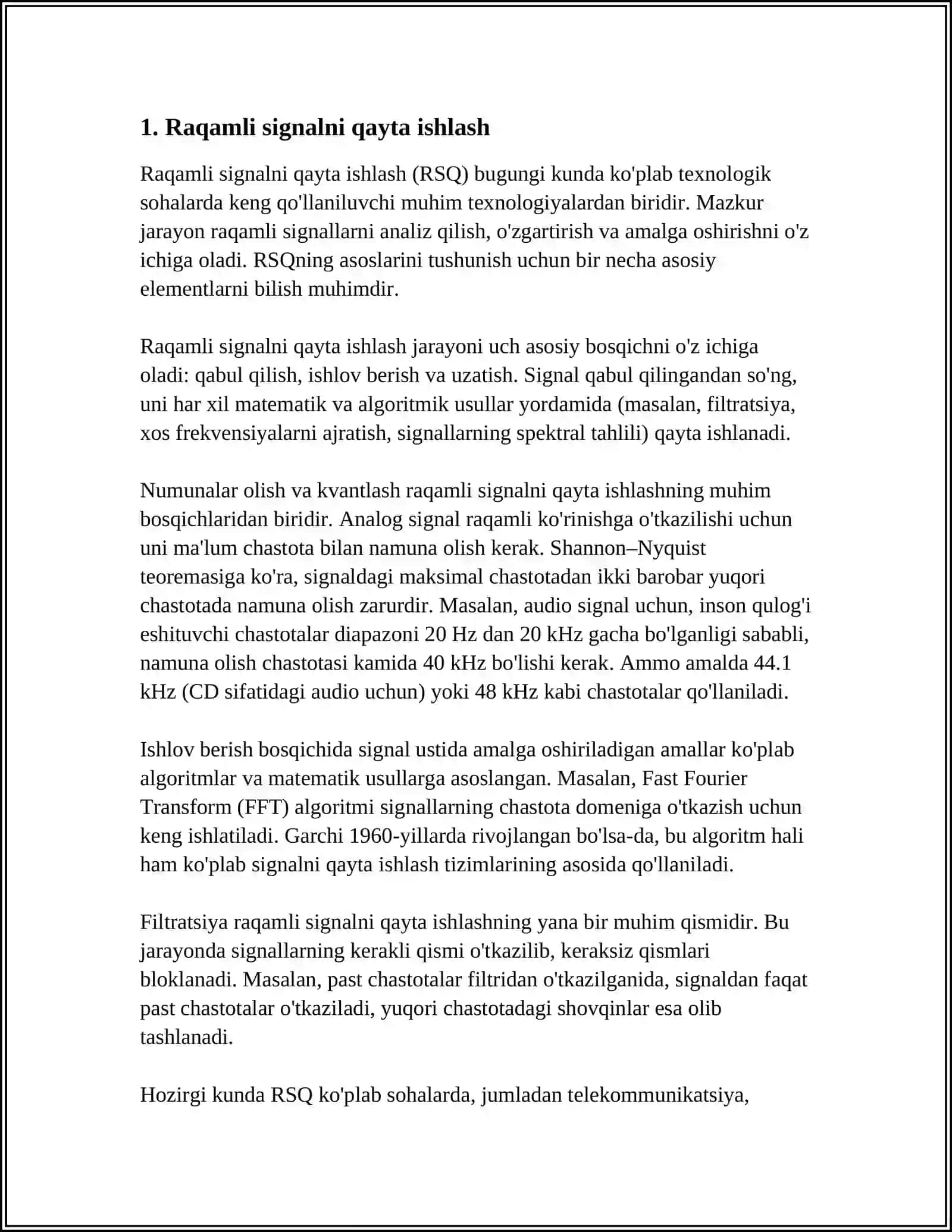 ELEKTRONIKA VA TELEKOMMUNIKATSIYADA FURYE QATORLARINING QO'LLANILISHI 3