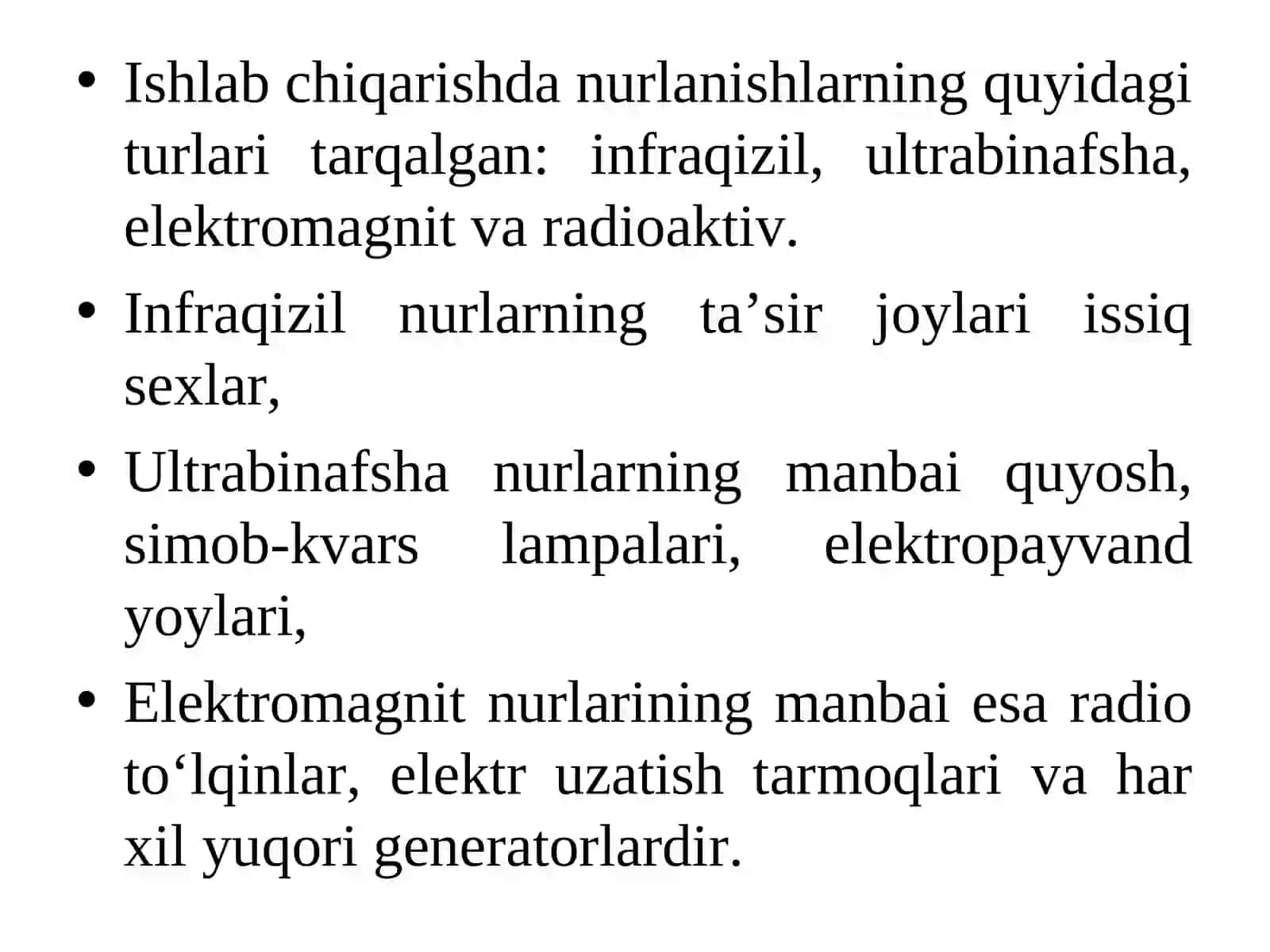 Ishlab chiqarishda zararli nurlanishlar va ularning inson organizmiga ta’siri 3