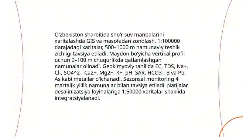 Oʻzbekiston sharoitida shoʻr suvlarni chuchukkashtrish gʻoyasi 3