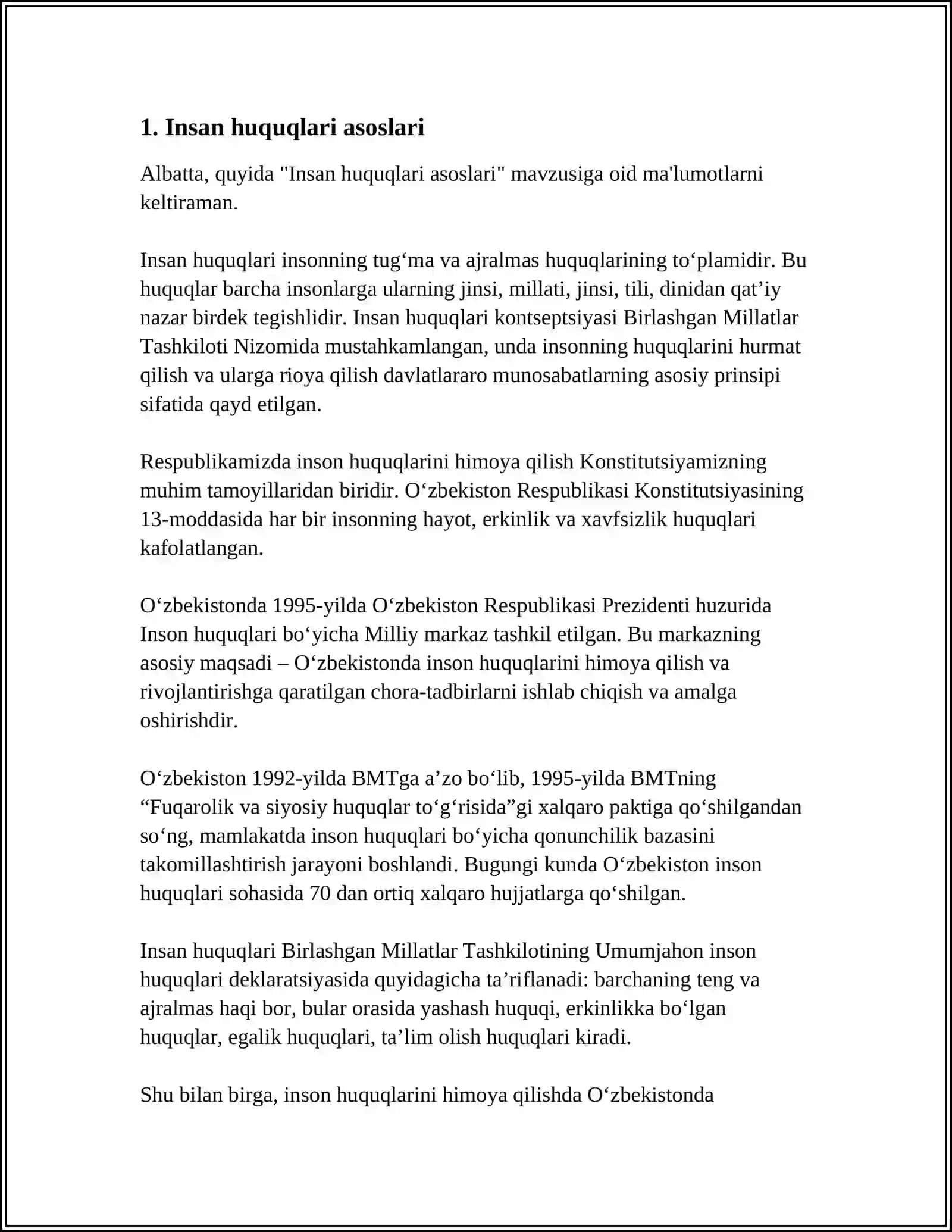JAN’A O’ZBEKSTANDA INSAN HAQ-HUQIQLARI HA’M ERKINLIKLERI KEPILLIGIN JARATILIWI 3