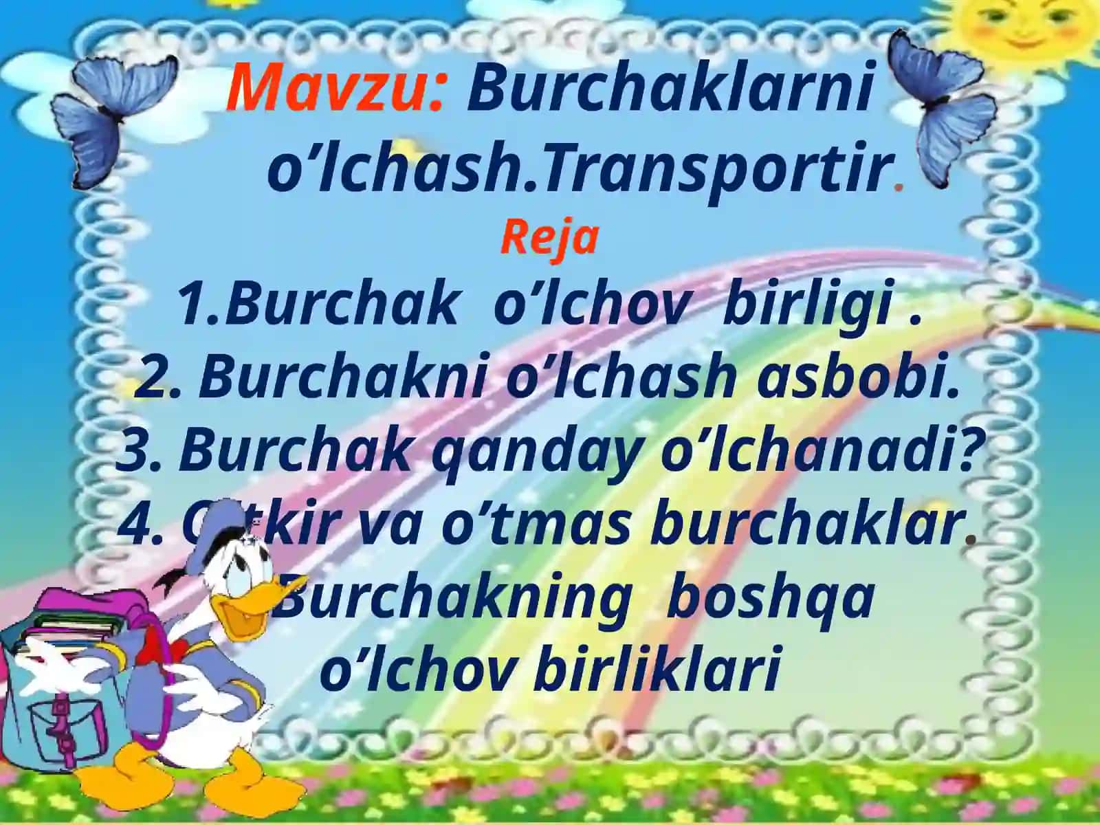 Burchaklarni o’lchash.Transportir 3