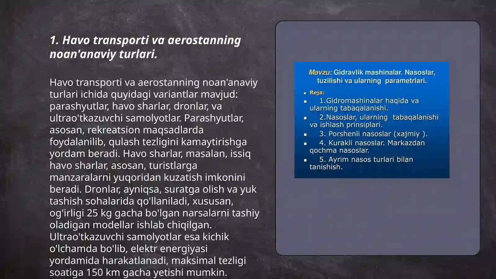 Transportning ixtisoslashtirilgan noan'anaviy turlari, ularning tavsiflari va rivojlanish muommolari 3