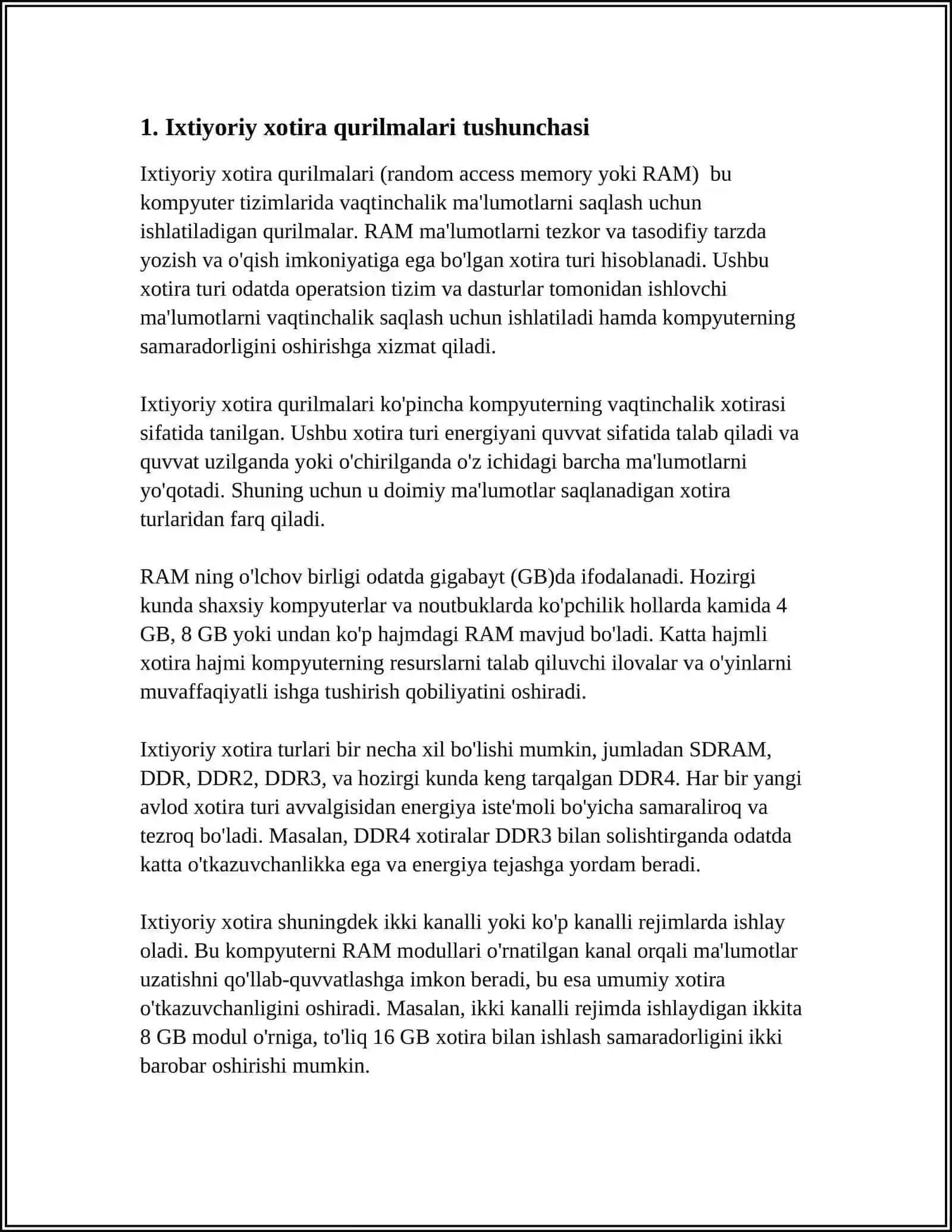 IHTIYORIY,SIKLIK,KETMA-KET FOYDALANUVCHILI HOTIRA QURILMALARI 3
