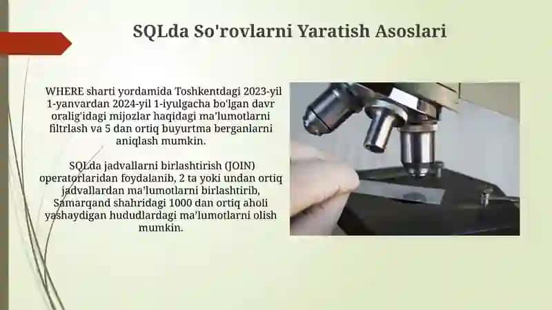 SQLda So'rovlarni Yaratish va Tahlil Qilish 3