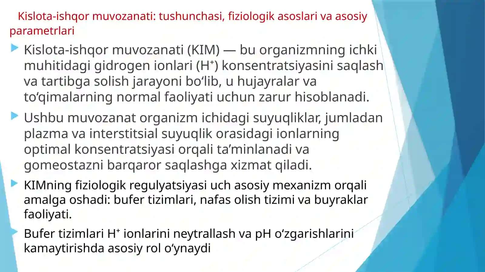 Kislota va Ishqor muvozanati patofiziologiyasi 3
