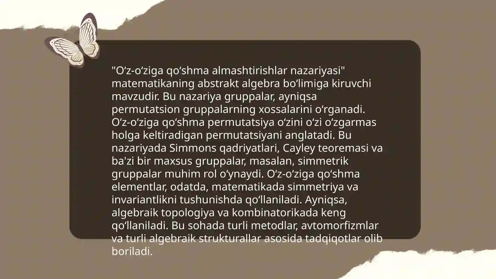 Oʻz-oʻziga qoʻshma almashtirishlarni diagonal shaklga keltirish 3