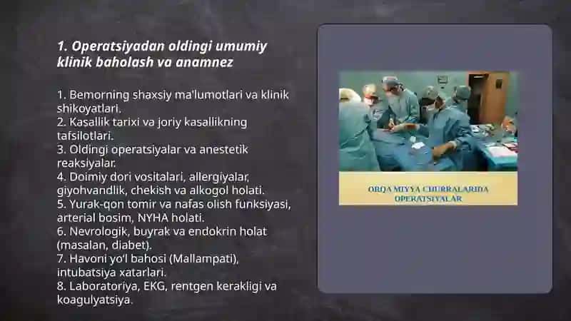 Operatsiyadan oldingi davr. Bemorlarni operatsiyaga tayyorlash 3