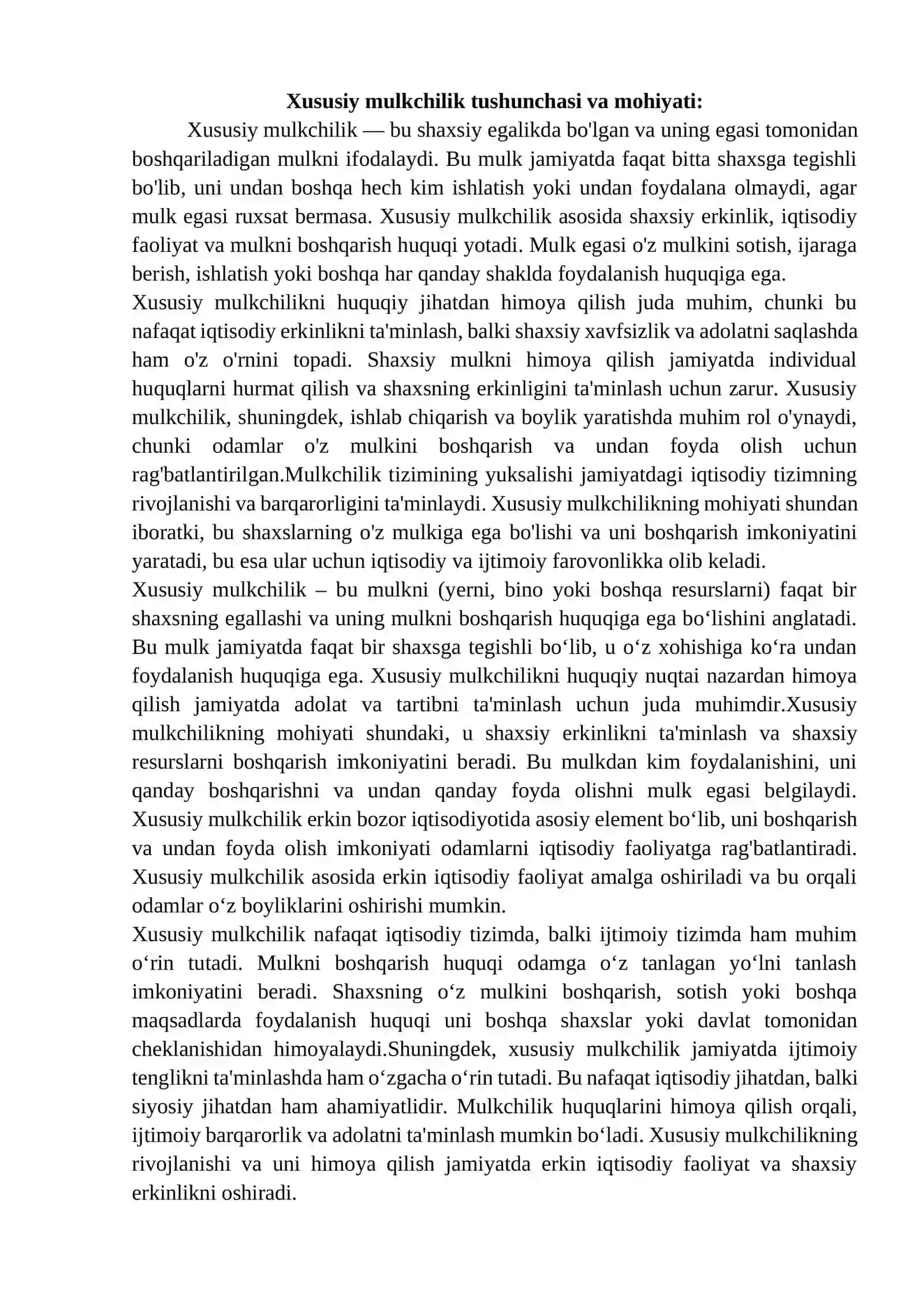 Xususiy mulkchilik va uning vujudga kelishi 3